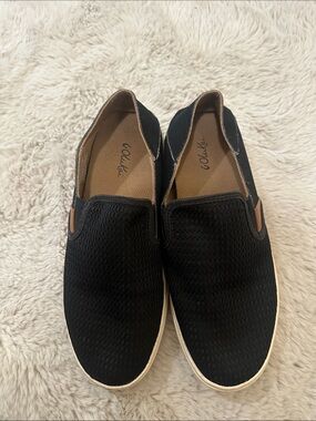 OluKai Black Espadrille Slip-On Shoes